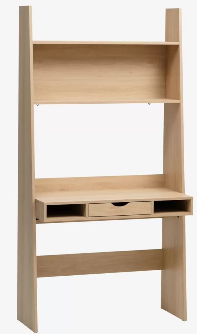 Online Skrivebord 2 hylder 95x185 egefarve Skriveborde
