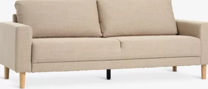 Clearance Sofa 3-pers. farvet stof/egefarve Sofaer Med Chaiselong | Hjørnesofaer