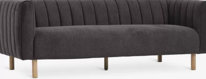 Fashion Sofa 3-pers. mørkebrunt stof/egefarve Sofaer Med Chaiselong | Hjørnesofaer