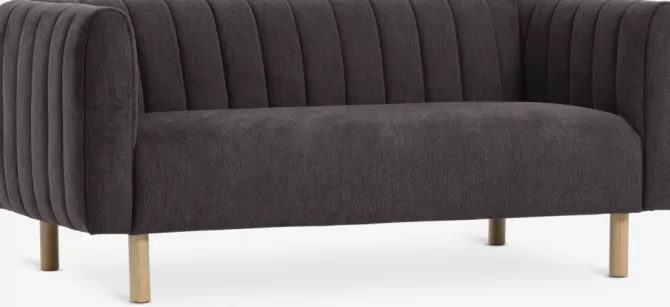 Hot Sofa 2.5-pers. mørkebrunt stof/egefarve Sofaer Med Chaiselong | Hjørnesofaer