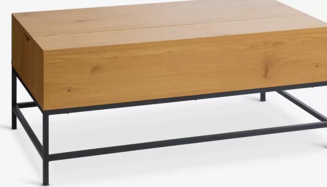 Outlet Sofabord L110 løftbar plade/opbevaring egefarve Hjørneborde | Sofaborde
