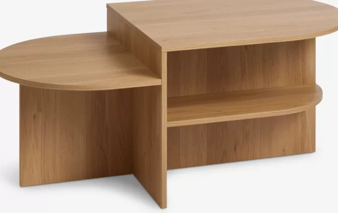 Clearance Sofabord 60x107 m/hylder eg naturfarve Hjørneborde | Sofaborde