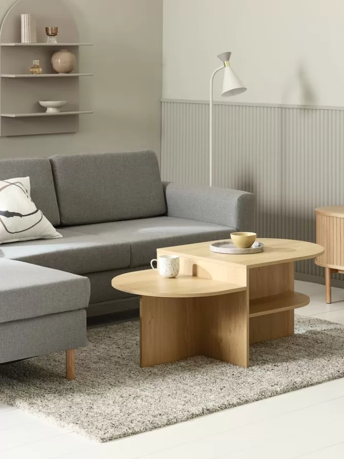 Clearance Sofabord 60x107 m/hylder eg naturfarve Hjørneborde | Sofaborde
