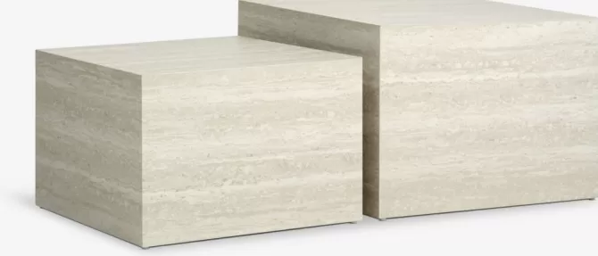 Outlet Sofabord 58x58/50x50 marmorfarve 2 stk Hjørneborde | Sofaborde