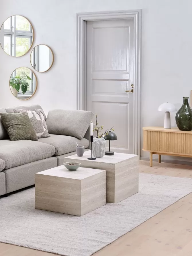 Outlet Sofabord 58x58/50x50 marmorfarve 2 stk Hjørneborde | Sofaborde