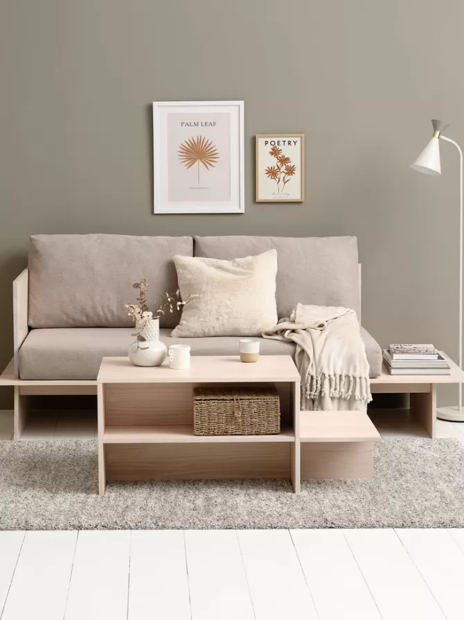 Store Sofabord 50x110 m/hylder massiv fyr Hjørneborde | Sofaborde