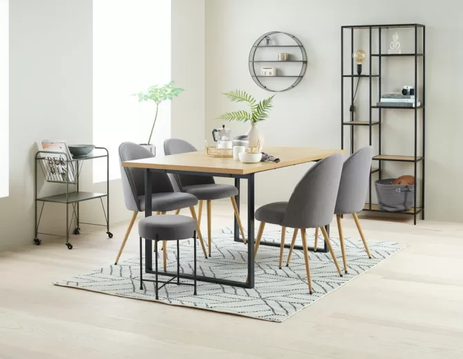 Cheap Spisebord 90x160 egefarve/sort Spiseborde
