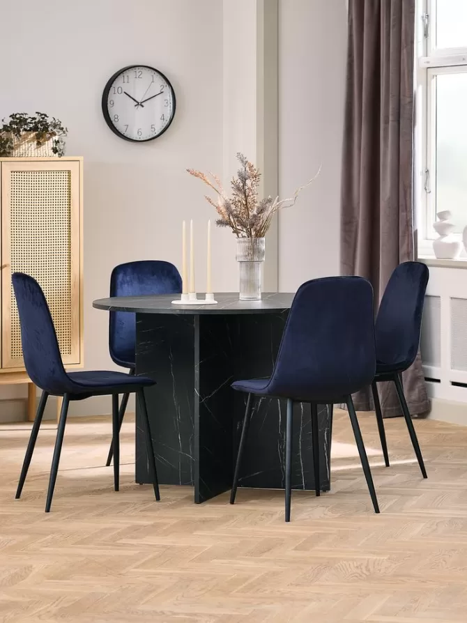 Cheap Spisebord Ø110 marmorfarvet sort Spiseborde