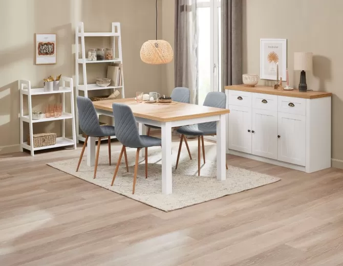Fashion Spisebord 90x150/193 hvid/egefarve Spiseborde