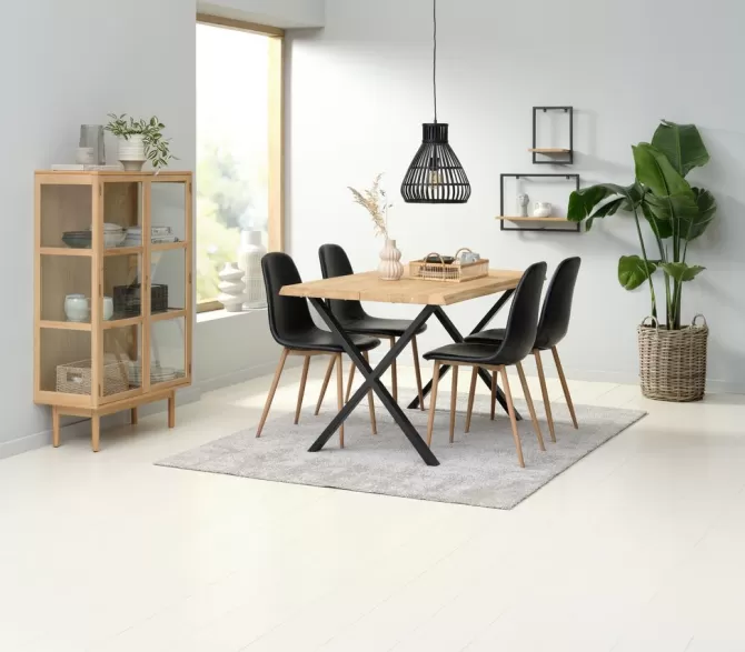 New Spisebord 80x140 eg natur/sort Spiseborde