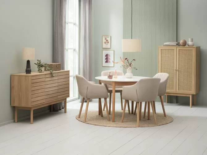 Shop Spisebordsstol stof/egefarve Spisebordsstole