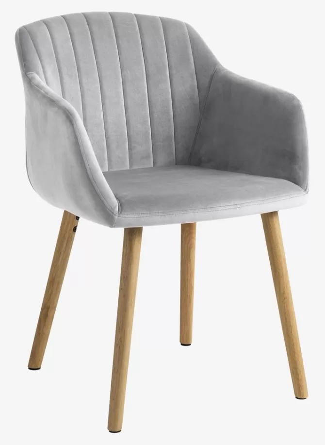 Sale Spisebordsstol velour/natur Spisebordsstole