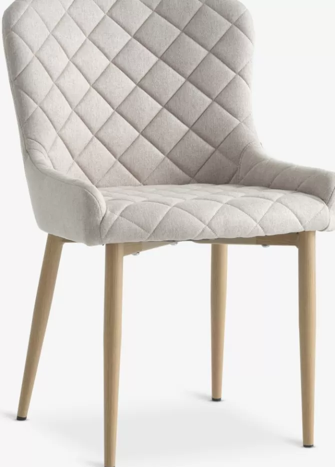 Clearance Spisebordsstol sandfarvet stof/egefarve Spisebordsstole