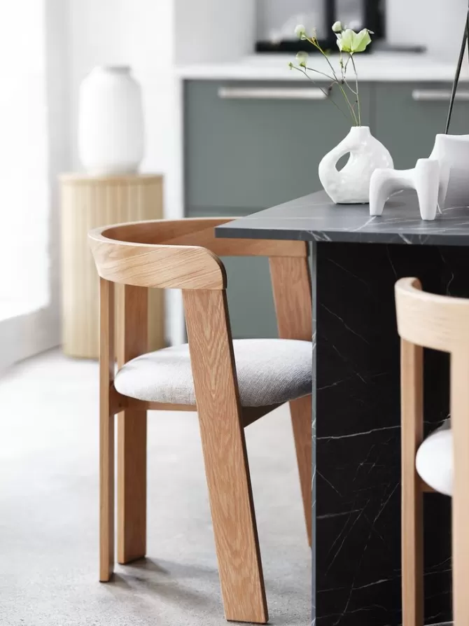 Outlet Spisebordsstol eg/beige stof Spisebordsstole