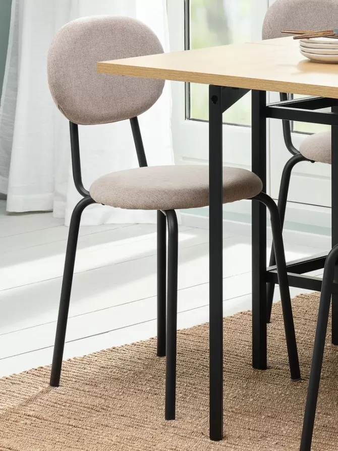 Flash Sale Spisebordsstol sandfarvet stof/sort Spisebordsstole