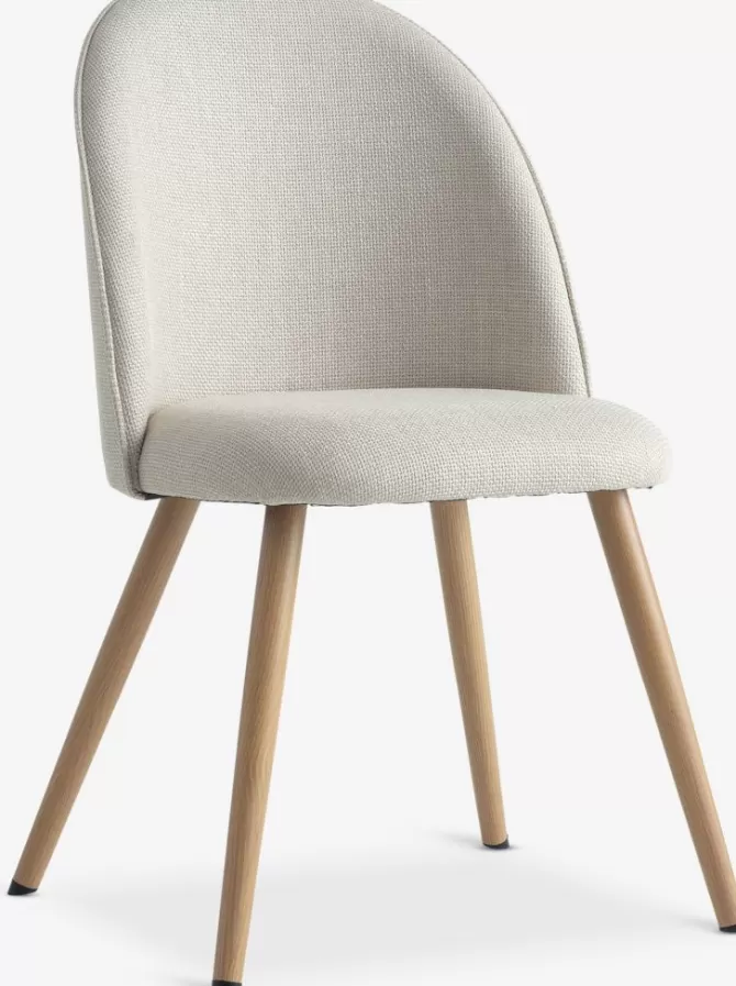 Store Spisebordsstol beige stof/egefarve Spisebordsstole