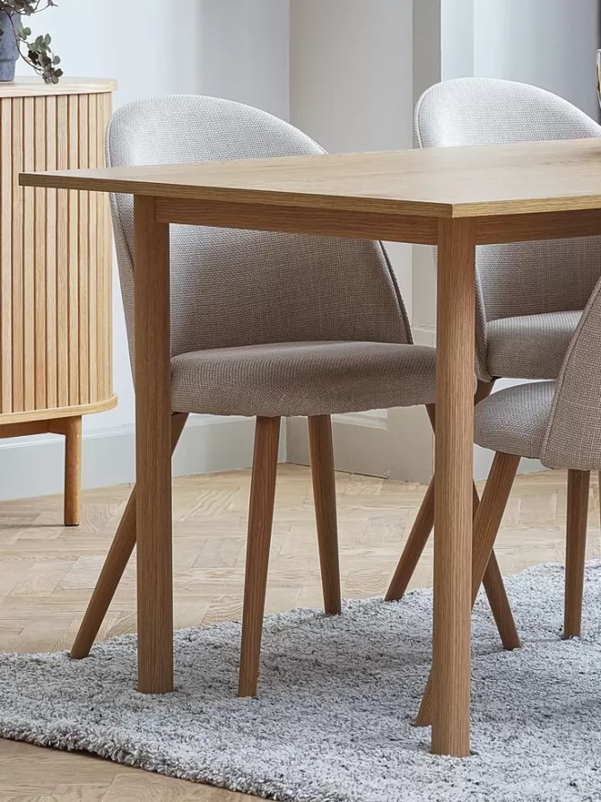 Store Spisebordsstol beige stof/egefarve Spisebordsstole