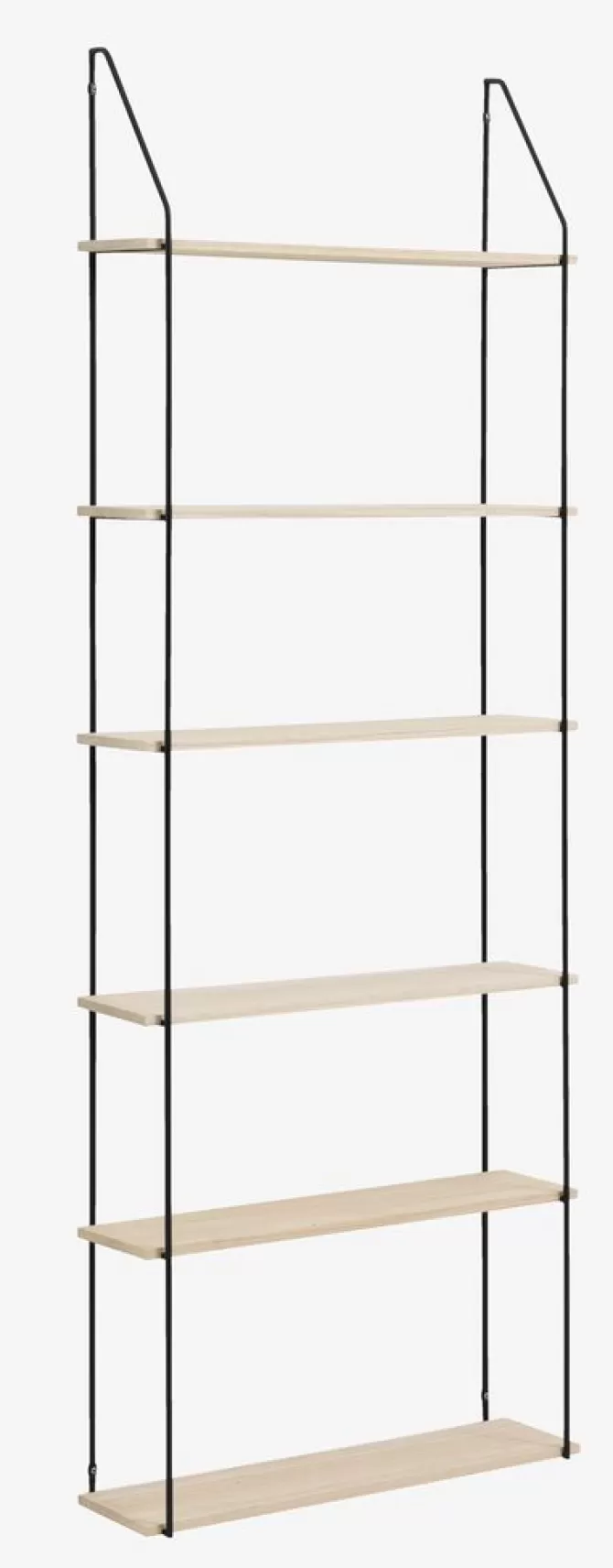 Store Væghylde 6 hylder sort/natur Hylder | Hylder