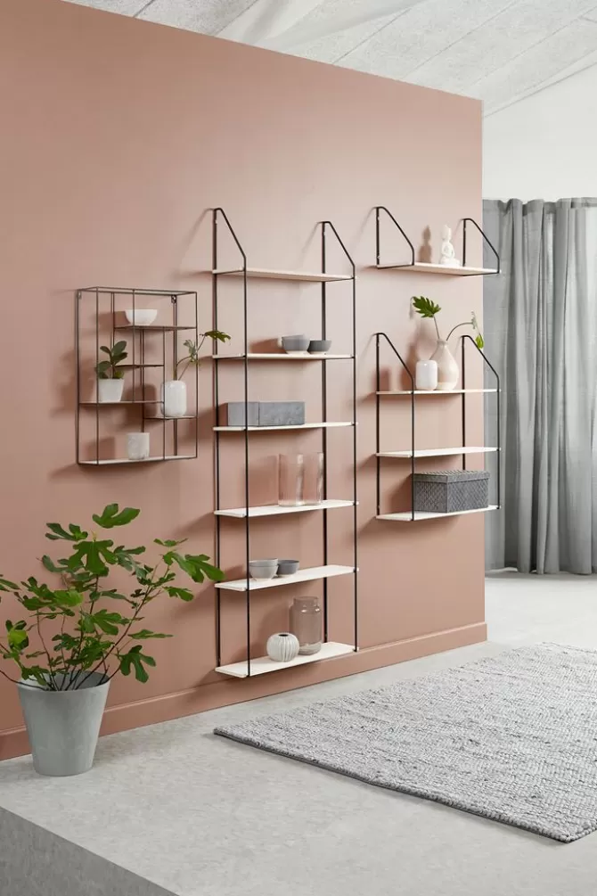 Store Væghylde 6 hylder sort/natur Hylder | Hylder